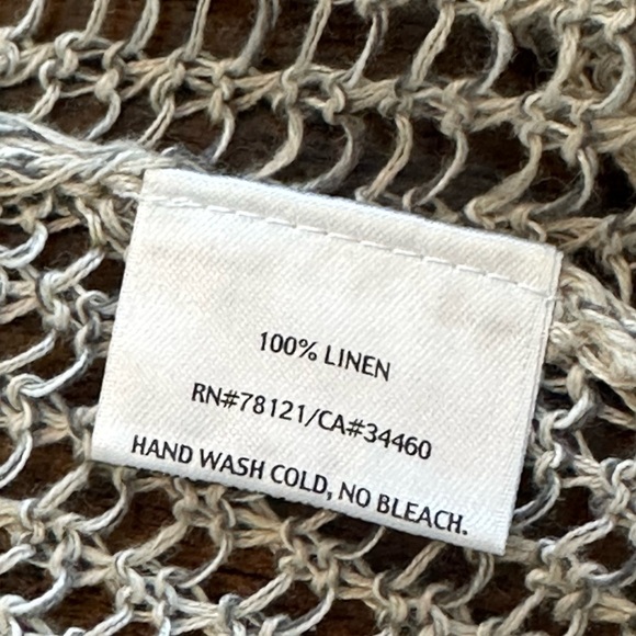 Eileen Fisher | 100% Linen Open Stitch Longline Drape Front Cardigan - Picture 6 of 8